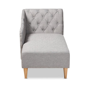 Baxton Studio Baxton Studio Emeline Modern Chaise Lounge with Victorian Charm and Stylish Button Tufting Design Grey CFCL1-Grey/Oak-KD Chaise