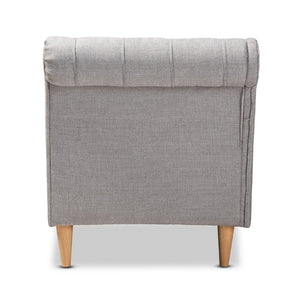 Baxton Studio Baxton Studio Emeline Modern Chaise Lounge with Victorian Charm and Stylish Button Tufting Design Grey CFCL1-Grey/Oak-KD Chaise