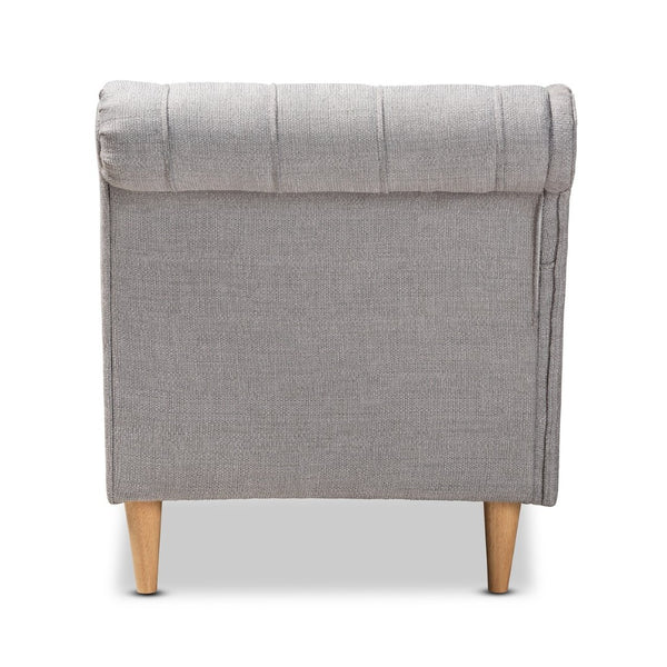 Baxton Studio Baxton Studio Emeline Modern Chaise Lounge with Victorian Charm and Stylish Button Tufting Design Grey CFCL1-Grey/Oak-KD Chaise