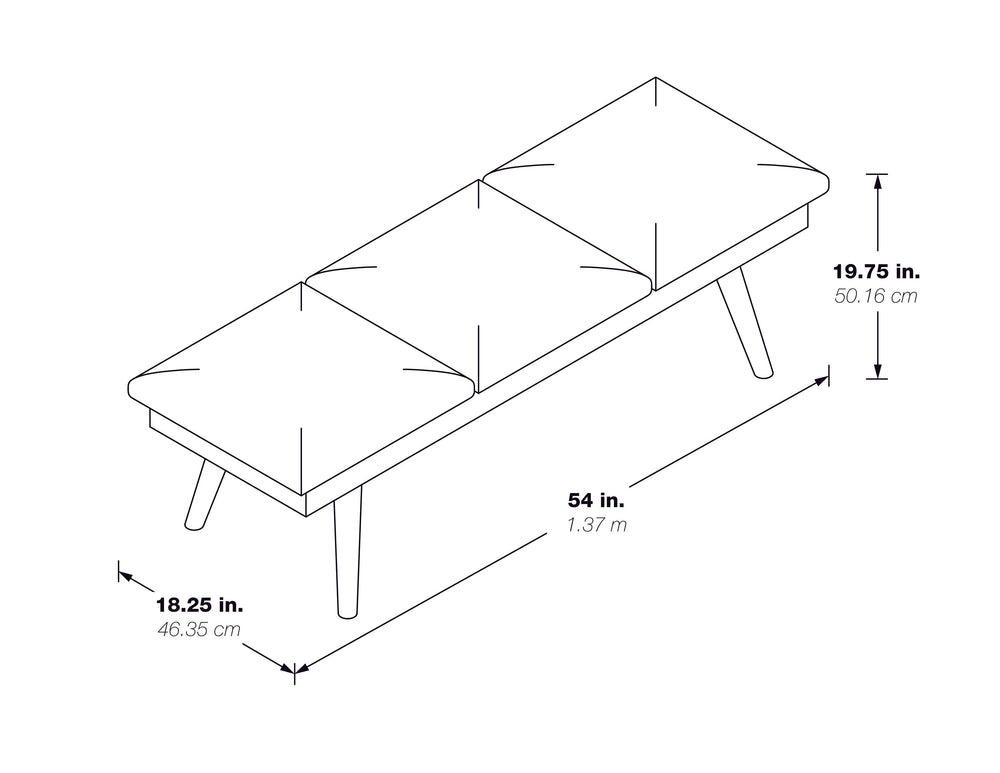 OSP Home Furnishings Amanda 54" Mid-Century Bench Rust