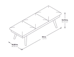 OSP Home Furnishings Amanda 54" Mid-Century Bench Grey