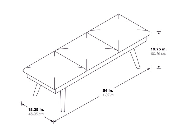 OSP Home Furnishings Amanda 54" Mid-Century Bench Grey