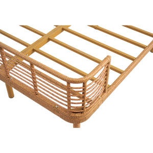 English Elm Christopher Knight Home® - California King Handcrafted PE Wicker Bed with Wingback Headboard, Metal Frame Support, Breathable Design N758P294474N