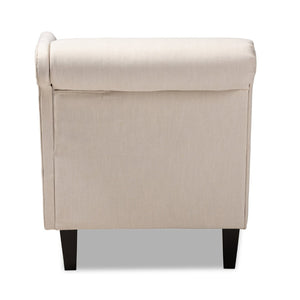 Baxton Studio Baxton Studio Florent Modern Chaise Lounge with Victorian Scroll Back and Luxurious Button Tufting Beige CFCL2-Beige/Black-KD Chaise