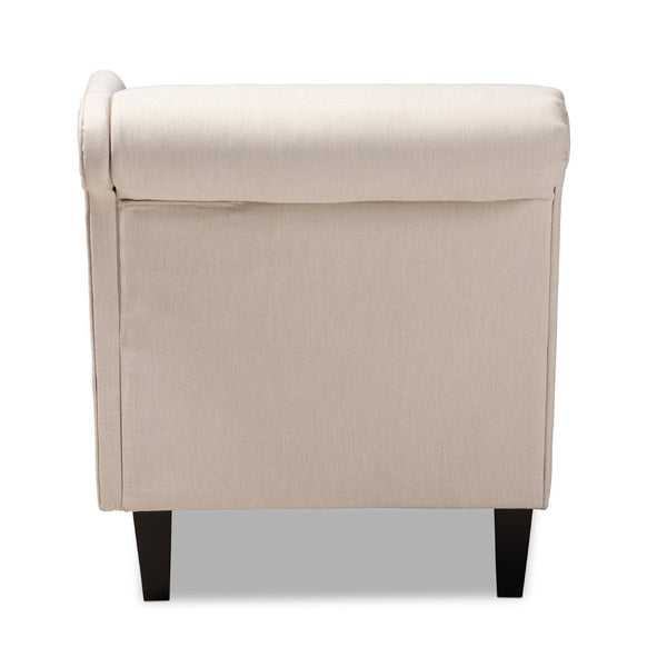 Baxton Studio Baxton Studio Florent Modern Chaise Lounge with Victorian Scroll Back and Luxurious Button Tufting Beige CFCL2-Beige/Black-KD Chaise