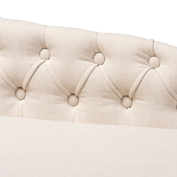 Baxton Studio Baxton Studio Florent Modern Chaise Lounge with Victorian Scroll Back and Luxurious Button Tufting Beige CFCL2-Beige/Black-KD Chaise