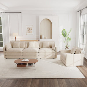 English Elm 2-piece Chenille Sofa Set with Chair Modern Living Room Seating Solid Wood Frame W714S00901