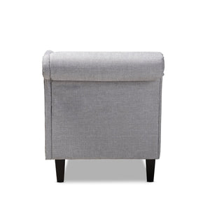 Baxton Studio Baxton Studio Florent Modern Chaise Lounge with Victorian Scroll Back and Luxurious Button Tufting Grey CFCL2-Grey/Black-KD Chaise