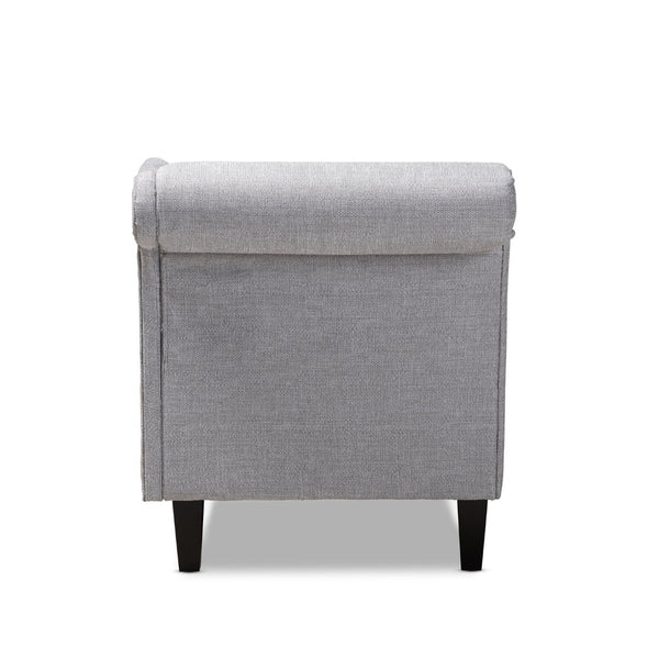 Baxton Studio Baxton Studio Florent Modern Chaise Lounge with Victorian Scroll Back and Luxurious Button Tufting Grey CFCL2-Grey/Black-KD Chaise