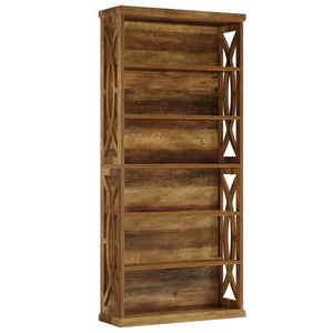 English Elm Display Cabinet Wall Mounted 5 Tier Glass Door Shelving for Collectibles Matte Black T3971P447535