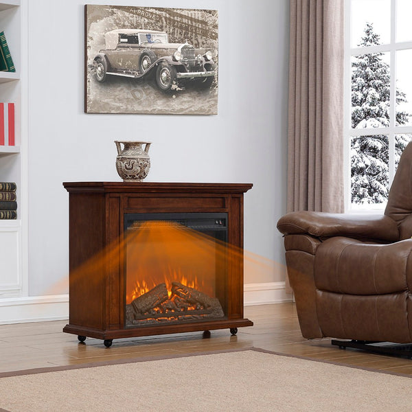 English Elm 23 Inch Electric Fireplace Insert with Flickering Log Flame and 5000 Btu Heater W1769P255456