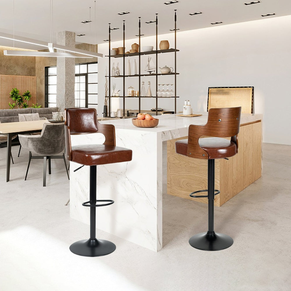 English Elm Swivel Bar Stools Set Of 2 - Modern Pu Leather, Adjustable Height, Ergonomic Design For Comfort T3950P396627-GIGA