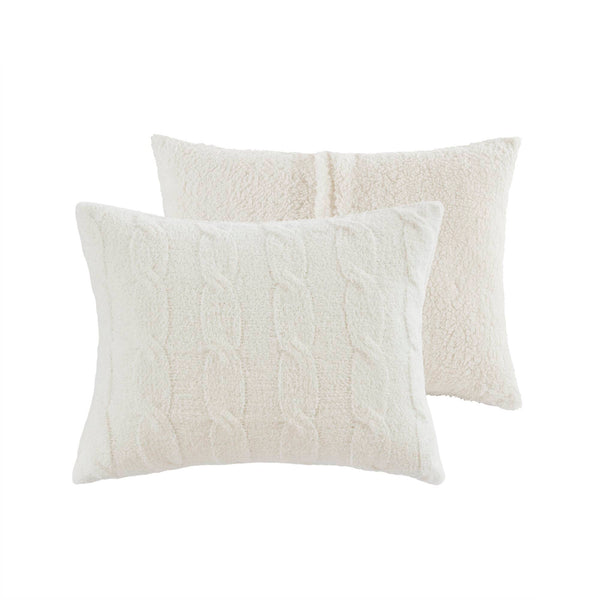 English Elm 2 Pieces Twin Waffle Knit Chenille Comforter Set with Plush Sherpa Reversible Cozy Bedding Ensemble Ivory 20.47 L x 11.42 W x 9.84 H B035P381299