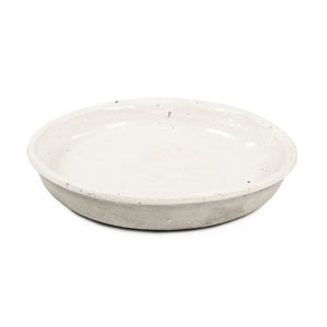 Zentique Distressed White Bowl with Handcrafted Stoneware Finish — Rustic Farmhouse Centerpiece for Serving W18 x H2.5 x D18 9702L A25A