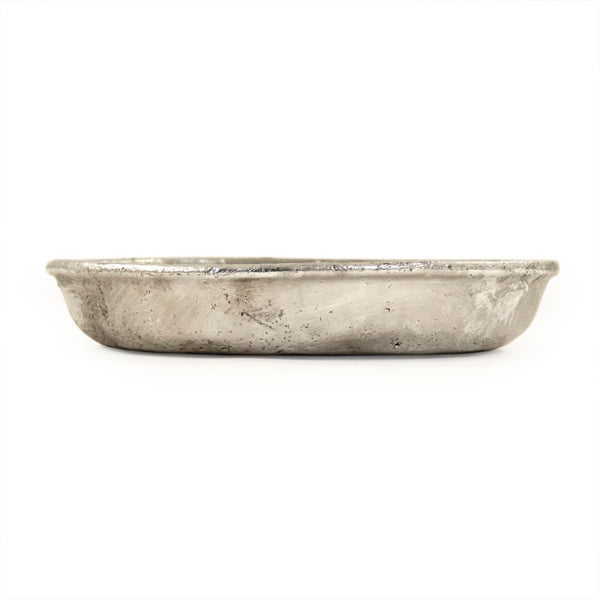 Zentique Distressed Metallic Silver Vase with Aged Glaze — Timeless Stoneware Accent for Elegant Home Decor W18 x H2.5 x D18 9702L A840