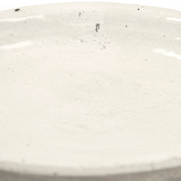Zentique Distressed White Bowl with Handcrafted Stoneware Finish — Rustic Farmhouse Centerpiece for Serving W14.5 x H2.25 x D14.5 9702S A25A