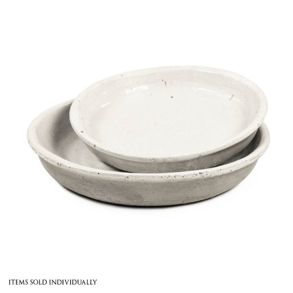 Zentique Distressed White Bowl with Handcrafted Stoneware Finish — Rustic Farmhouse Centerpiece for Serving W14.5 x H2.25 x D14.5 9702S A25A