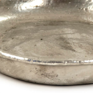 Zentique Distressed Metallic Silver Vase with Aged Glaze — Timeless Stoneware Accent for Elegant Home Decor W14.5 x H2.25 x D14.5 9702S A840
