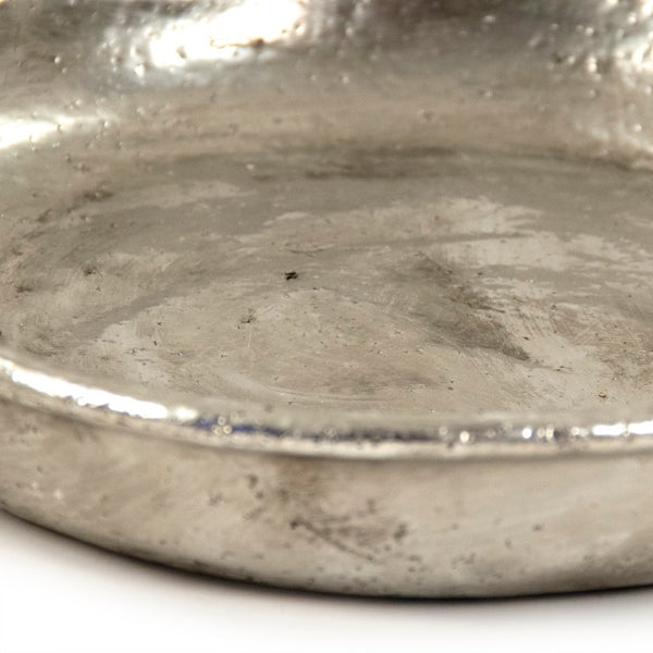 Zentique Distressed Metallic Silver Vase with Aged Glaze — Timeless Stoneware Accent for Elegant Home Decor W14.5 x H2.25 x D14.5 9702S A840