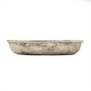 Zentique Distressed Metallic Silver Vase with Aged Glaze — Timeless Stoneware Accent for Elegant Home Decor W14.5 x H2.25 x D14.5 9702S A840