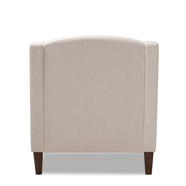 Baxton Studio Baxton Leonie Modern Beige Chaise Lounge with Nailhead Trim, Wenge Brown Legs for Elegant Comfort CFCL3-Beige/Wenge-KD Chaise