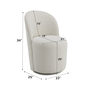 English Elm 5-piece Round Marble Look Table and Boucle Swivel Chair Dining Set for Four B2726S00573