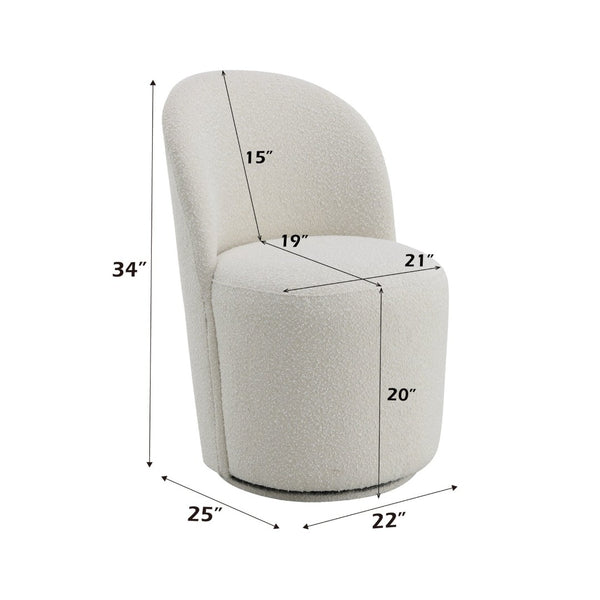 English Elm 5-piece Round Marble Look Table and Boucle Swivel Chair Dining Set for Four B2726S00573