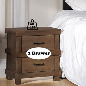 English Elm Adams Antique Oak Finish Nightstand with Two Felt-Lined Drawers, Dovetail Construction & Metal Handles B2726P263270