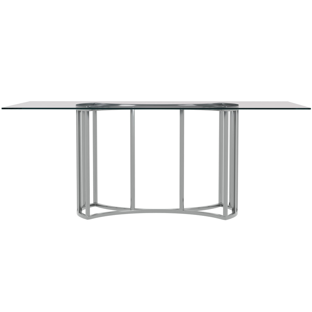 Basset Mirror Sophia Dining Table - Glam Contemporary Design With Chrome Plated Base, Angular Steel Construction Silver Chrome ,Glass 9705-600-723