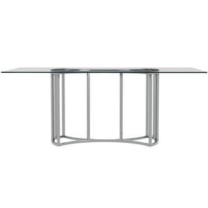 Basset Mirror Sophia Dining Table - Glam Contemporary Design With Chrome Plated Base, Angular Steel Construction Silver Chrome ,Glass 9705-600-723
