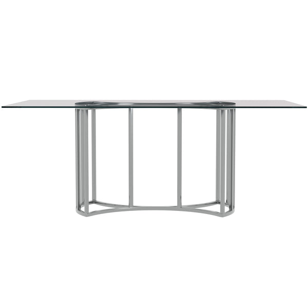 Basset Mirror Sophia Dining Table - Glam Contemporary Design With Chrome Plated Base, Angular Steel Construction Silver Chrome ,Glass 9705-600-723
