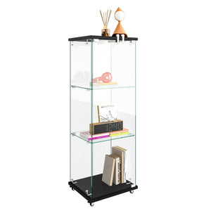English Elm Modern Glass Display Cabinet With Led Lighting – Sleek, Quick-Assembly Design For Living Rooms & More W241P242906