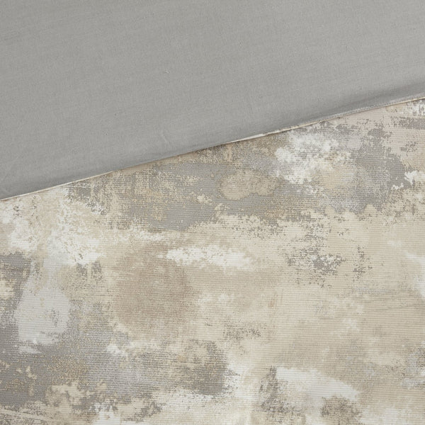 English Elm 7 Piece Textured Cotton Blend Comforter Set – Elegant Gray King Bed Set With Decorative Pillows & Bed Skirt B035128835