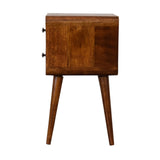 English Elm Solid Wood Mini Chestnut Curved Nightstand