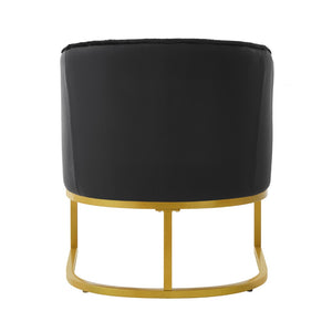 English Elm Modern Faux Fur Accent Chair Plush Upholstered Seat with Gold Iron Legs for Any Room Black N763P360688B