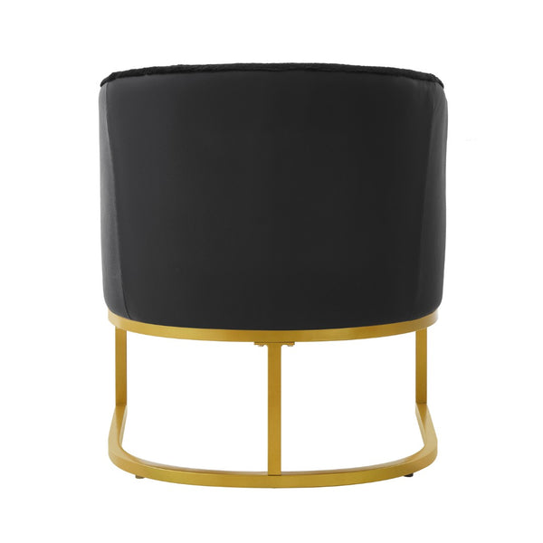 English Elm Modern Faux Fur Accent Chair Plush Upholstered Seat with Gold Iron Legs for Any Room Black N763P360688B
