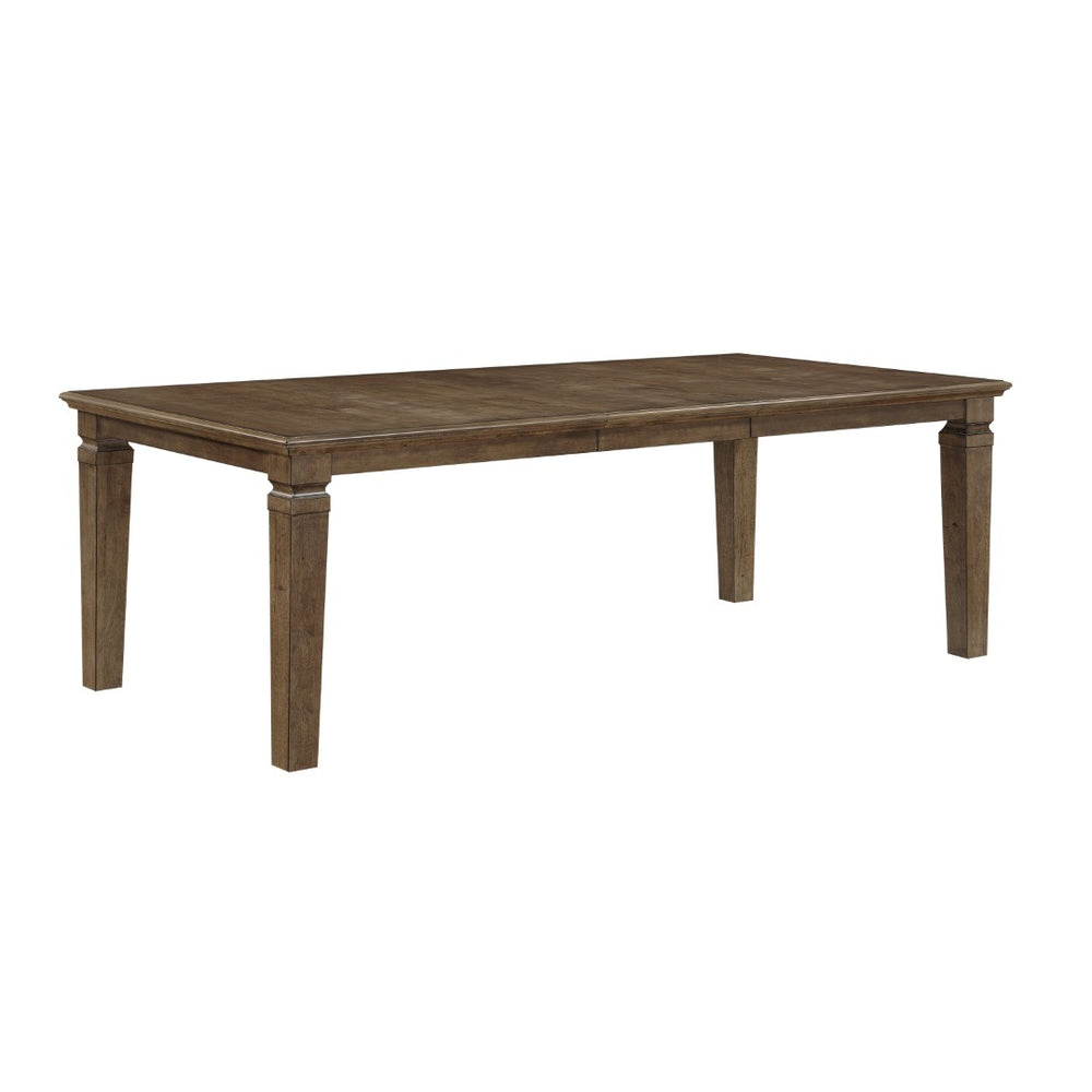 English Elm Contemporary Extendable Farmhouse Dining Table Birch Veneer Seats Six Warm Brown B011P474218