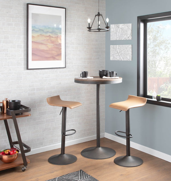 English Elm Adjustable Height Bamboo Pub Dining Table Industrial Rustic Metal Base Compact B202P223294