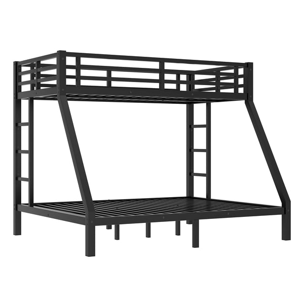 English Elm Metal Twin Xl Over Queen Bunk Bed - Space-Saving Design, Noise-Reducing Steel Frame, Black Finish W1580P339198