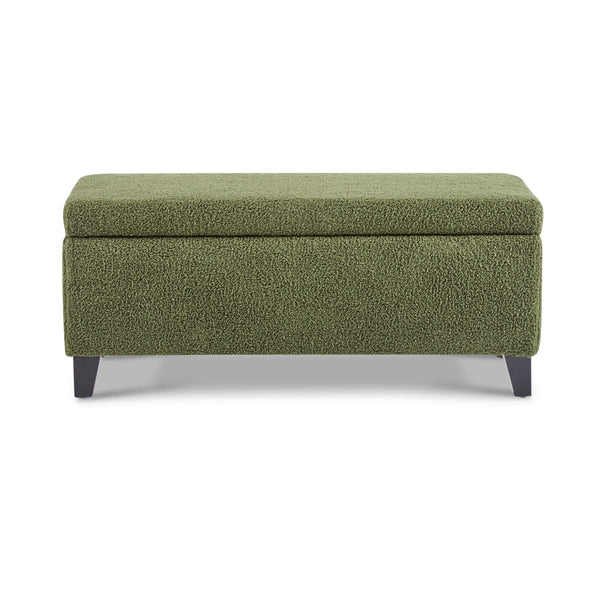 English Elm Christopher Knight Home® - Storage Ottoman Boucle Fabric Flip-Top with Birch Wood Legs, 250 lb Capacity, Compact Stylish Organizer Dark Brown,Green N779P291641G