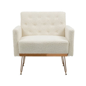English Elm Teddy Fabric Tufted Accent Chair with Gold Metal Legs for Bedroom or Living Room W2113P392022
