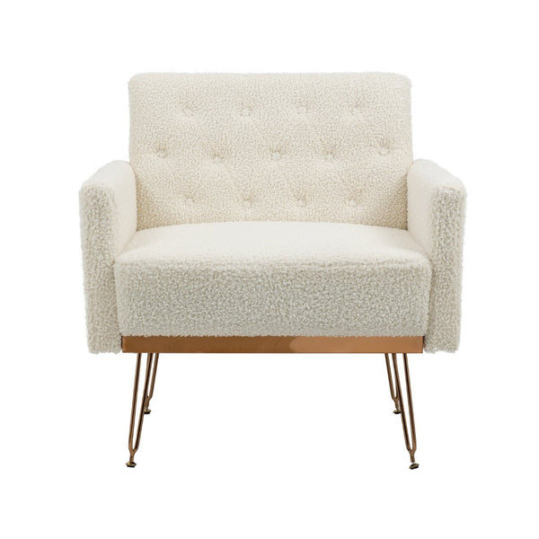 English Elm Teddy Fabric Tufted Accent Chair with Gold Metal Legs for Bedroom or Living Room W2113P392022