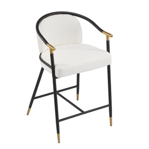 English Elm Christopher Knight Home® - 26" Upholstered Counter Stool Set of 2 with Bouclé Fabric and Iron Frame, Contemporary Comfort and Style Beige,Black,Gold N771P288863B