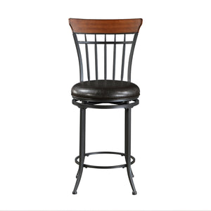 English Elm Swivel Counter Height Chair Black Faux Leather Seat 24" Seat Height Swivels on Metal Frame, Durable B011P287561