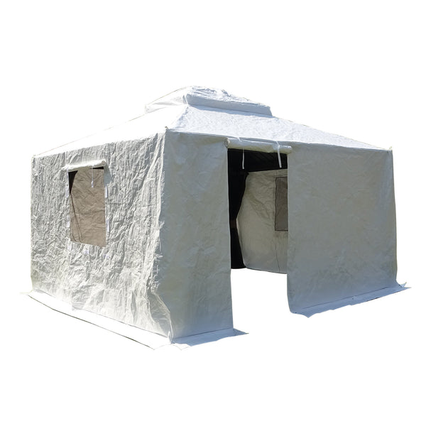 English Elm 12'x12' Gazebo Cover for Hardtop Gazebos - All-Season Waterproof Enclosure with Zippered Door, Mesh Windows, Windproof Anchors W1859P226063