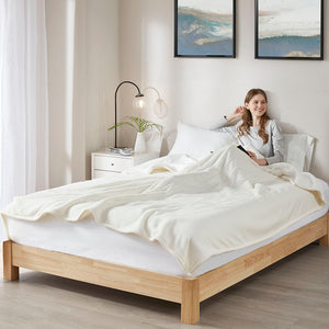JLA Home Serta - Heated Serta Ultra-Soft Fleece & Sherpa Blanket with 10 Heat Settings, 1–12H Auto Shut-Off, 5-Year Warranty Ivory ST54-0109