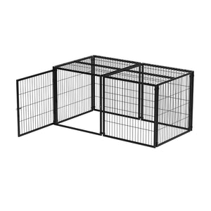 English Elm Large Iron Wire Dog Kennel with Top Cover Modular Indoor Pet Enclosure Matte Black W1820P456878