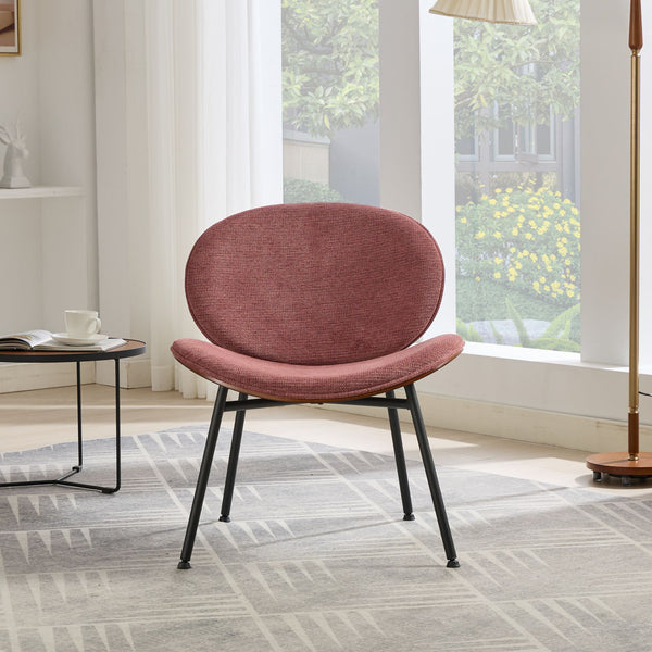 English Elm Mid-Century Shell Chair with Wood Grain Veneer, Curved Wide Seat, Metal-Wood Frame Holds 330+ lbs Bean paste red W1143P214254