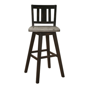 English Elm Pub Height Swivel Chairs Set Of 2 - Distressed Gray & Black Rustic Rubberwood Bar Furniture B011P194915-GIGA