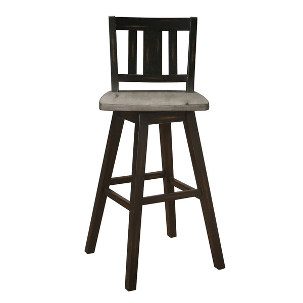 English Elm Pub Height Swivel Chairs Set Of 2 - Distressed Gray & Black Rustic Rubberwood Bar Furniture B011P194915-GIGA